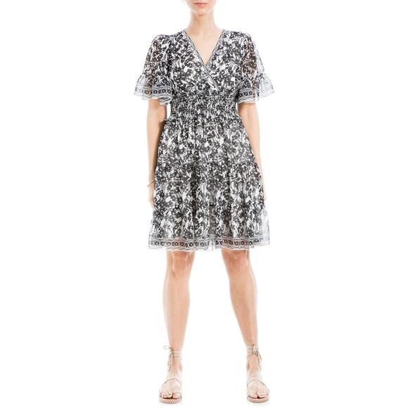 Max Studio London Georgette Ditsy Floral Print Tiered Dress Size XS - Picture 1 of 9